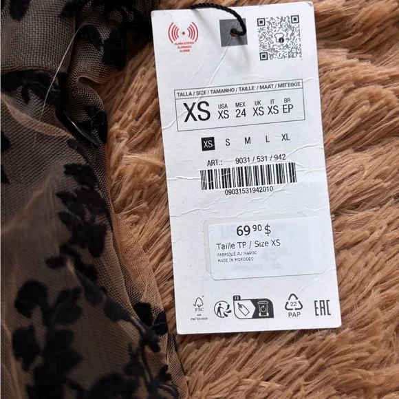 Zara Black Floral Mesh Maxi Slip Dress - Picture 3 of 4